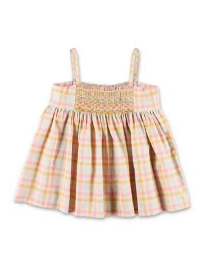 Bonpoint Mini Artisanal Check Print Blouse For Girls In Pink