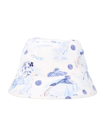 Bonpoint Mini Boys Organic Cotton Bucket Hat With All-over Illustrated Print In Bianco