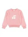 Bonpoint Cherry Intarsia Pullover For Girls In Pink