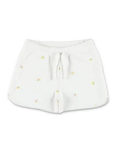 Bonpoint Mini Cherry Embroidered Sweatshorts For Girls In Beige