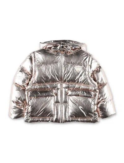 Bonpoint Mini Crest Puffer Jacket With Removable Sleeves And Detachable Hood In Golden Brown
