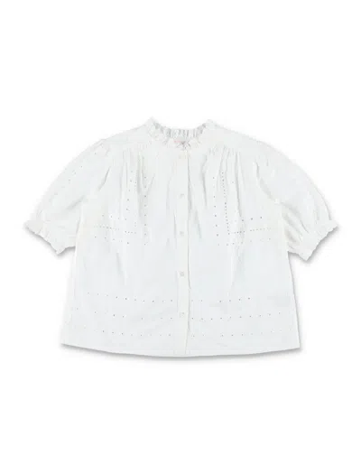 Bonpoint Mini Elegant Puff Sleeve Blouse In Upb Blanc Lait