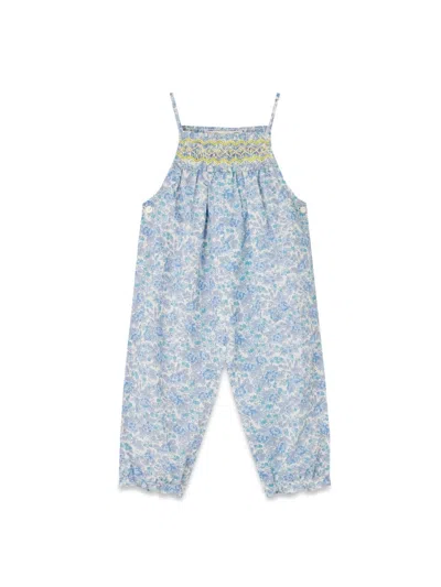Bonpoint Mini Girls' Cotton Overalls For Spring 2025 In Azure