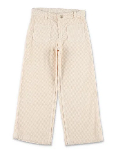 Bonpoint Mini Minalie Corduroy Flared Trousers With Embroidered Cherry In Pink