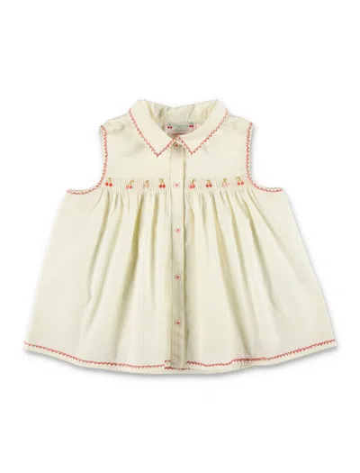Bonpoint Mini Organic Cotton Dress For Girls In Beige