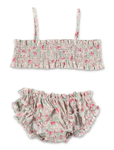 Bonpoint Mini Romantic Two-piece Swimsuit In Raspberry Flowers