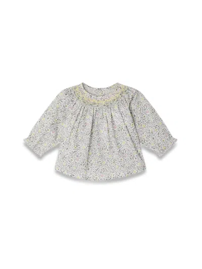 Bonpoint Mini Smocked Blouse For Girls In Grey