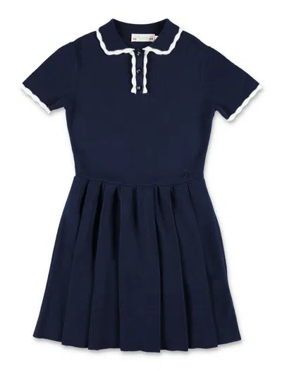 Bonpoint Mini Tennis-inspired Dress With Pleated Skirt For Girls In Blue