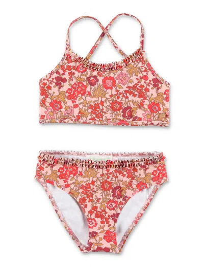 Bonpoint Mini Two-piece Floral Swimsuit In Fleurs Rose