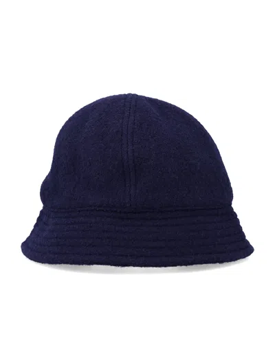 Bonpoint Mini Wool Sailor Hat With Ribbed Visor And Contrast Pompoms In Blue