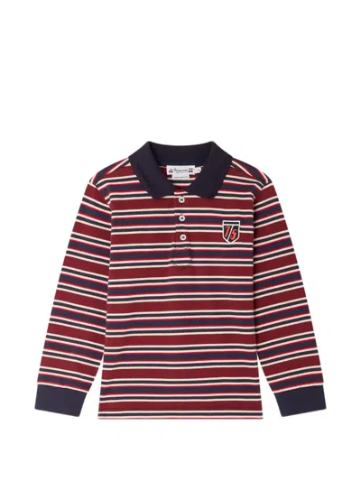 Bonpoint Kids' Mirko Long-sleeve Polo Shirt In Burgundy