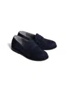 Bonpoint Moka Slip-on Suede Mocassins In Blue