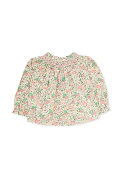 Bonpoint Kids' Multicolor Shirt For Baby Girl With Floral Print In Pink