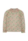 Bonpoint Multicolor Shirt For Girl With Floral Print In Brown