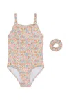 Bonpoint Multicolor Swimsuit For Girl With Floral Print In Multicolor