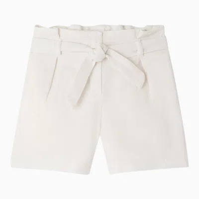 BONPOINT NATH WHITE LINEN-BLEND BERMUDA SHORTS