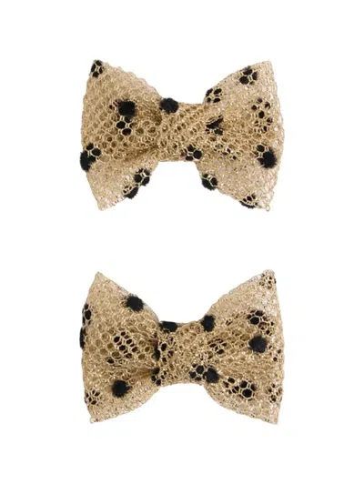 Bonpoint Kids' Dotted Bow Hair Clip In Brown