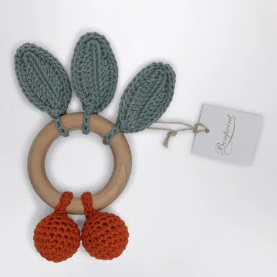Bonpoint Orange Bi-coloured Crochet Rattle In Multicolor
