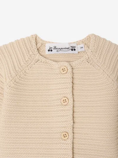 Bonpoint Organic Cotton Cardigan In Beige