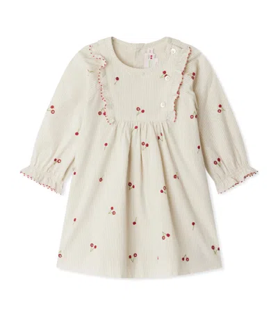 Bonpoint Kids' Organic Cotton Cherry Embroidery Dress In Neutral
