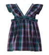 Bonpoint Elea Ruffled Plaid Blouse In Purple