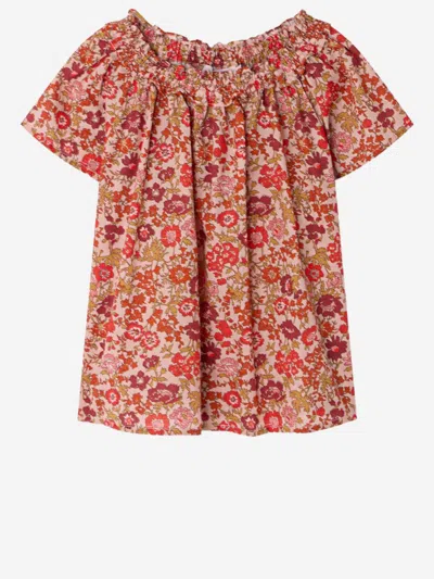 Bonpoint Organic Cotton Floral Blouse In Pink