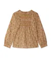 Bonpoint Gesmokte Bluse Mit Blumen-print In Brown