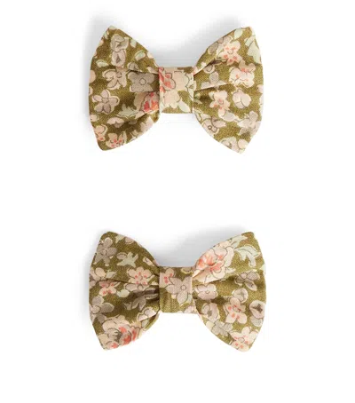 Bonpoint Kids'  Organic Cotton Miniclic Hair Clips In Green