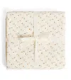 Bonpoint Organic Cotton Printed Swaddle Set In Brown