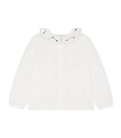 Bonpoint Kids' Organic Cotton Ruffled Jora Blouse In White