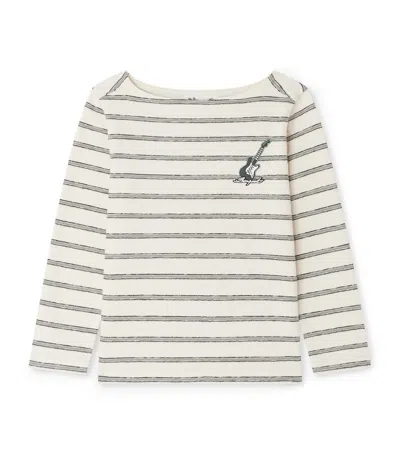 Bonpoint Kids' Organic Cotton Stripe Baudelaire T-shirt In Green
