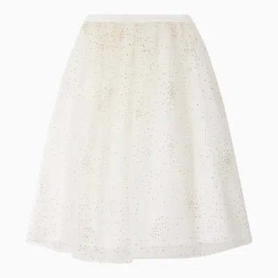 Bonpoint Panice Bronze Polka Dot Tulle Skirt In White