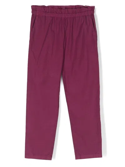 Bonpoint Kids' Paperbag Waist Cotton Trousers In Purple