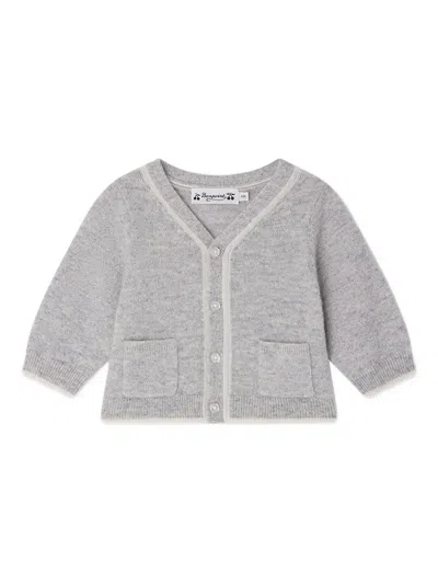 Bonpoint Babies' Patch-pocket Button Cardigan In Gray