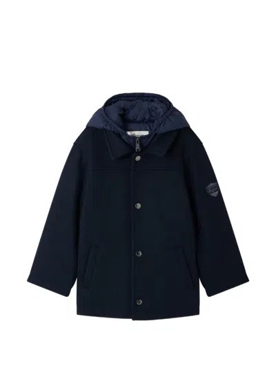 Bonpoint Kids' Patch-detail Hooded Coat In Blue