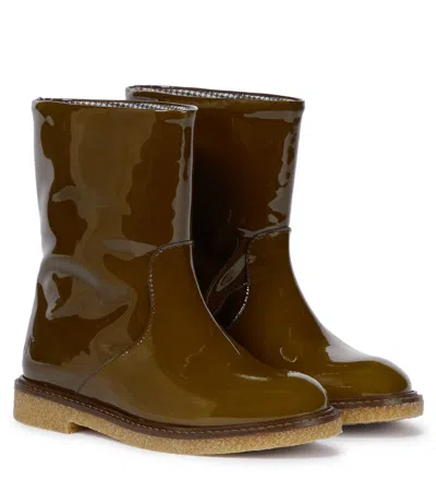 Bonpoint Kids' Patent Leather Boots In Brown