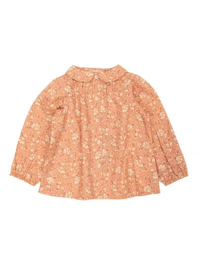 Bonpoint Babies' Pater-pan Collar Floral Blouse In Orange
