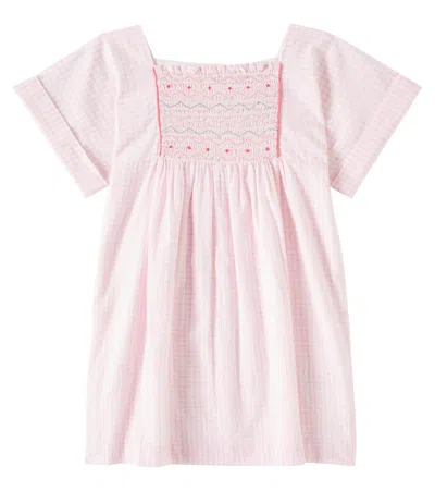 Bonpoint Kids' Paysanne Smocked Cotton Dress In Pink