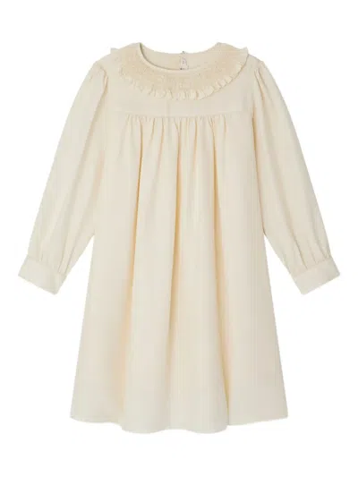 Bonpoint Kids' Pearl-embellished Smocked Casual Dress In Neutral