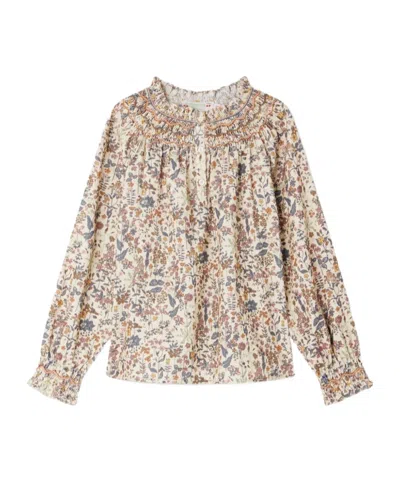 BONPOINT BONPOINT PÉTALE FLORAL PRINTED SMOCKED LIBERTY BLOUSE