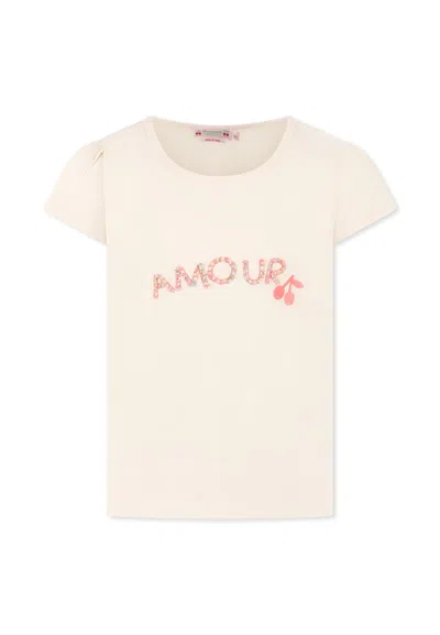 Bonpoint Kids' Pink T-shirt For Girl With Writing