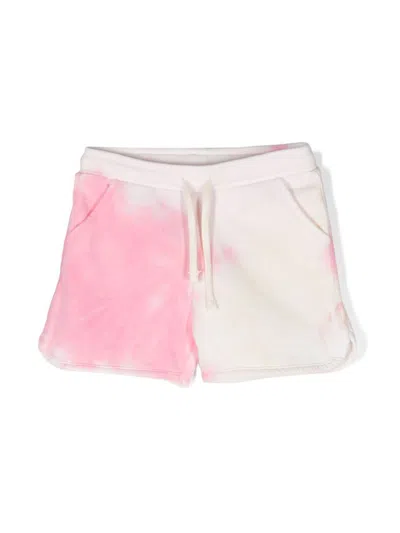 Bonpoint Kids' Tie-dye Cotton Track Shorts In White