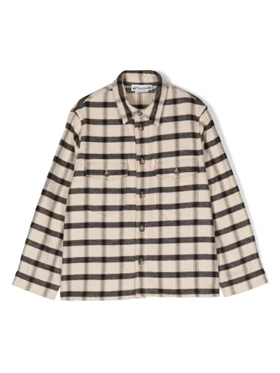 Bonpoint Kids' Plaid-check Button-up Shirt In Neutrals
