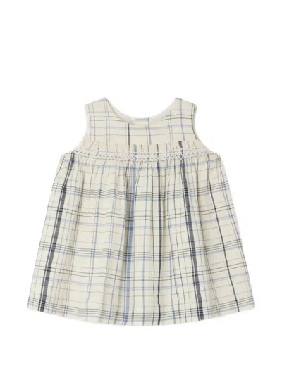 Bonpoint Babies' Plaid Smocked Dress In White
