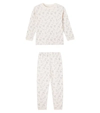 Bonpoint Kids' Planet Printed Cotton Pajamas In White