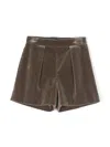 Bonpoint Pleat-detail Velvet Shorts In Brown