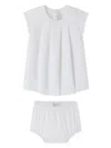 Bonpoint Pleated Dress Set In White