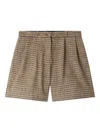 Bonpoint Pleated Houndstooth Smart Shorts In Brown