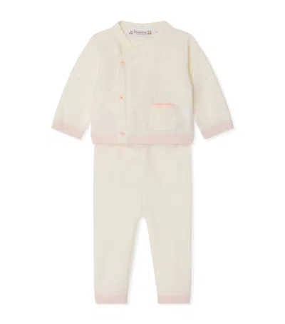Bonpoint Kids'  Pointelle Knit Cardigan And Leggings Set In White
