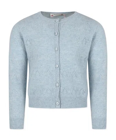 Bonpoint Kids' Pointelle-knit Cashmere Cardigan In Blue